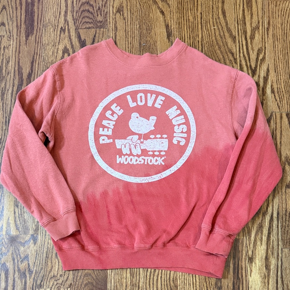 Woodstock tie dye Peace Love Music Crewneck  Sweatshirt